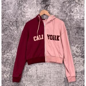 Cynthia Rowley x Bandier Hoodie Small Womens Two Tone Full Zip Sweatshirt